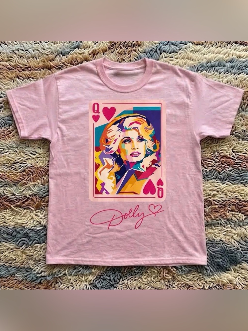 Vintage Dolly Pink Graphic Tee - Queen of Hearts Design